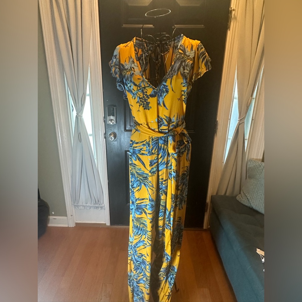 Floral Yellow and Blue Women's Dress